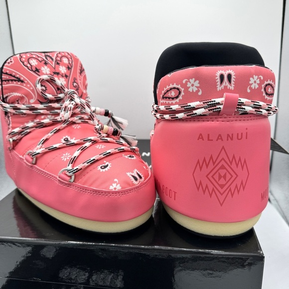NWT Alanui x Moon Boot Pink Bandana Full Moon Low Pink Pumps Boots moonboots - Picture 12 of 16